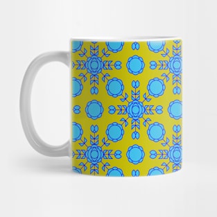 Beautiful blue floral pattern on green background Mug